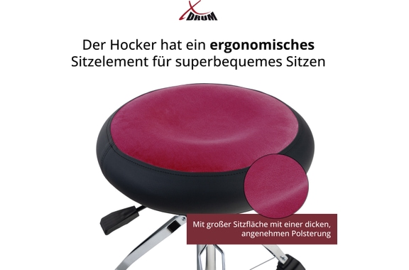 XDrum Drum Throne Pneumatic Donut Red image 5
