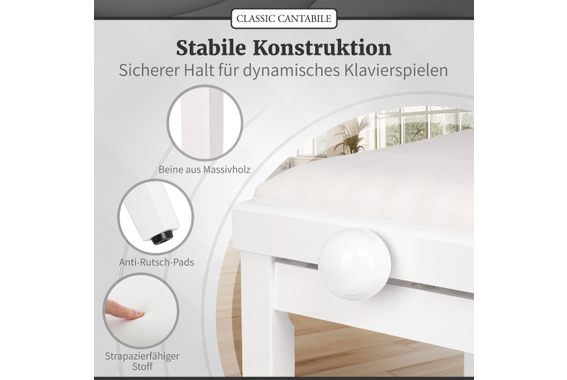 Classic Cantabile Pianobank Weiß Hochglanz  - Retoure (Zustand: sehr gut) image 6