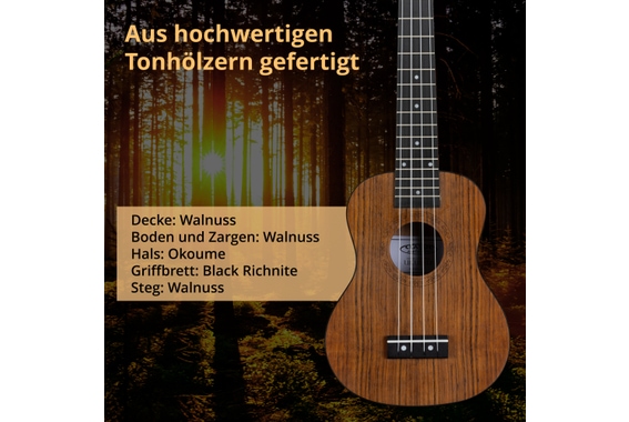 Classic Cantabile Sopran Ukulele Walnuss Set inkl. Ukulelenschule image 6