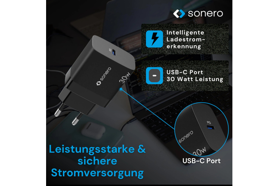 Sonero 30W Adattatore Di Alimentazione USB-C GaN PD Nero image 6