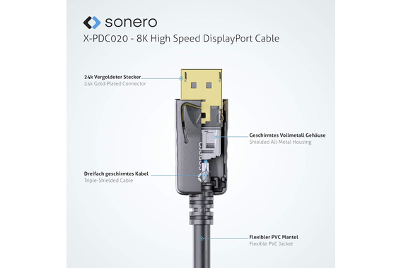 Cable Sonero 8K High Speed DisplayPort 1m image 6