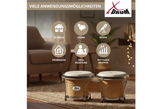 XDrum Bongos Pro Natur Set incl. Bongotas image 6