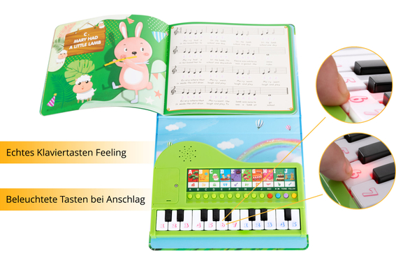 FunKey Libro Musicale con Tastiera a Tasti Luminosi Set con Batterie image 6