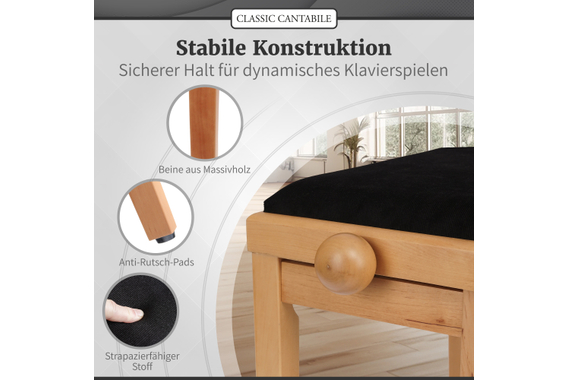 Classic Cantabile Pianobank Kirsche Hell Matt  - Retoure (Zustand: sehr gut) image 6