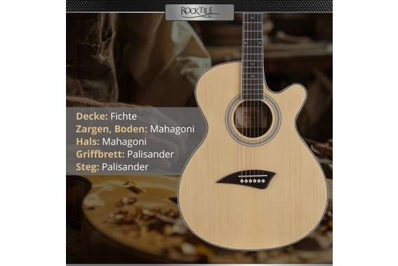 Rocktile WSC-50C-NT Slim Line Guitare Folk Natural image 6