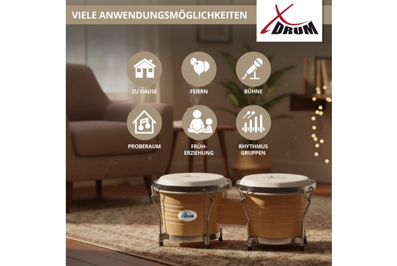 XDrum Bongos Pro Natur Set incl. Standaard image 6