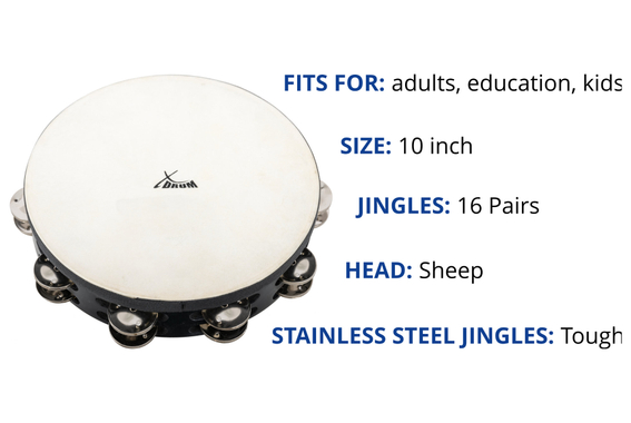 XDrum TMF10-BK 10" Tambourijn met Vel image 6