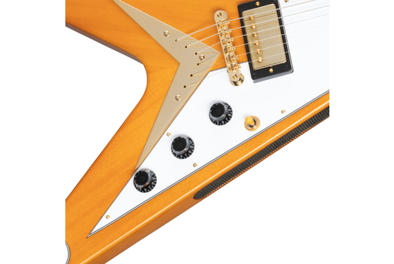 Epiphone 1958 Korina Flying V (White Pickguard) Aged Natural image 6