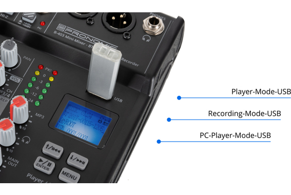 Pronomic B-403 Mini-Mixer mit Bluetooth® und USB-Recording  - Retoure (Zustand: sehr gut) image 6