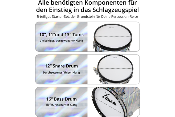 XDrum Junior Pro Kinder Schlagzeug Laser Silver inkl. Schule  - Retoure (Zustand: sehr gut) image 6