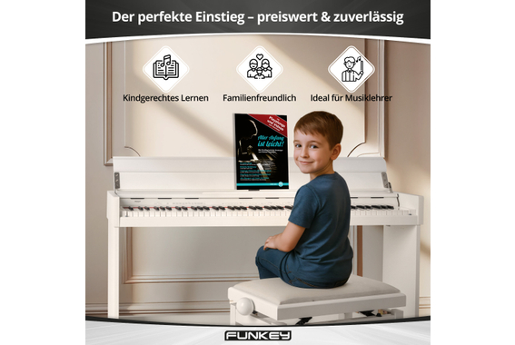 FunKey DP-1088 WM Digitalpiano Weiß matt Set inkl. Bank, Kopfhörer und Schule image 6