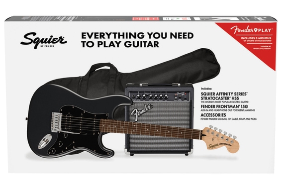 Paquete Squier Affinity Strat HSS Charcoal Frost Metallic image 6