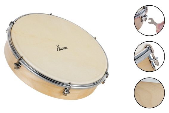 XDrum HTM-12S 12" Handtrommel met Natuurlijke Vellen image 6