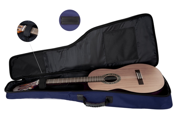 Rocktile Custodia Per Chitarra Classica 1/2 - Imbottita Con Imbracatura Zaino Blu image 6