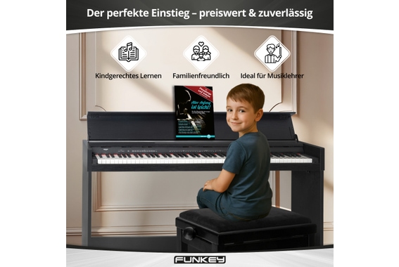 FunKey DP-1088 SM Digitalpiano Schwarz matt Set inkl. Bank, Kopfhörer und Schule image 6
