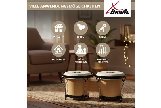 XDrum Bongos Club Natur Set incl. Bongotas image 6