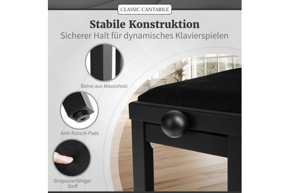 Classic Cantabile Pianobank Schwarz Matt  - Retoure (Verpackungsschaden) image 6