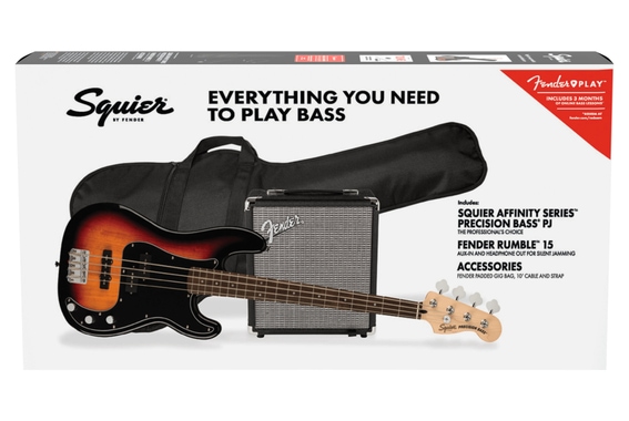 Squier Affinity Precision Bass PJ LRL 3-Color Sunburst Pack image 6