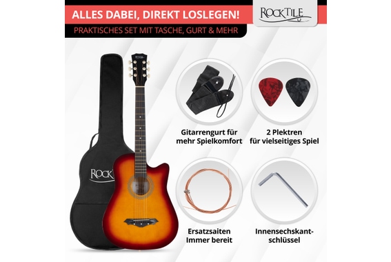 Rocktile WSD-5C-SB Slim Line Westerngitarren Set Sunburst  - Retoure (Zustand: sehr gut) image 6