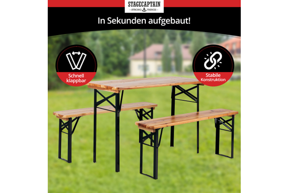 Stagecaptain Hirschgarten Set Tavolo Da Birreria Per Balcone 117 cm Naturale 2x Set image 6