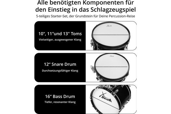 XDrum Junior Pro Kinder Schlagzeug Black Sparkle inkl. Schule  - Retoure (Zustand: sehr gut) image 6