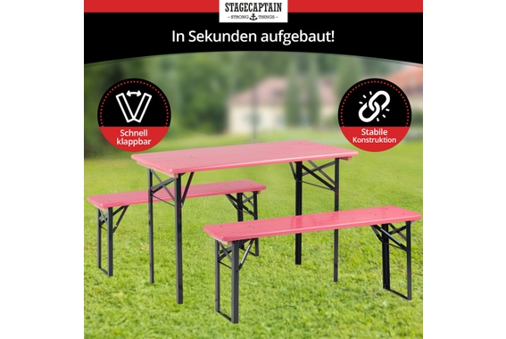 Stagecaptain Hirschgarten Set Tavolo Da Birreria Per Balcone 117 cm Rosa 2x Set image 6