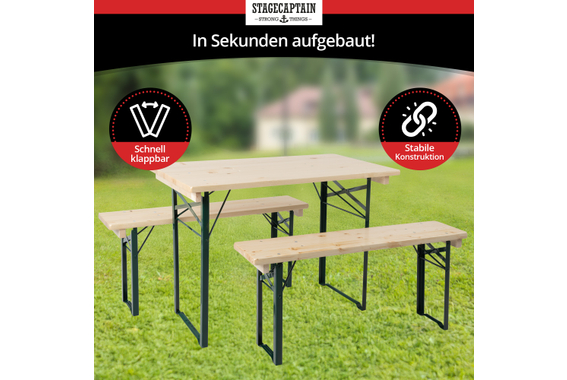 Stagecaptain Hirschgarten Bierzeltgarnitur für Balkon 110 cm Natur 2x Set image 6