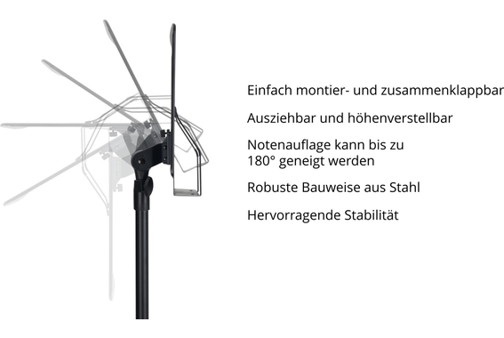 Pronomic OS-01C Pupitre d'Orchestre Fermé avec Pinces à Partitions 3x Set image 6