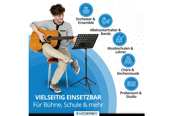 McGrey 11940 Pupitre d'Orchestre en Tôle Perforée avec Pinces à Partitions 3x Set image 6