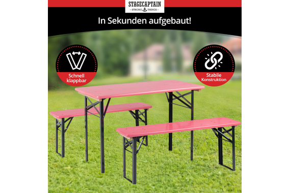 Stagecaptain Hirschgarten Bierzeltgarnitur für Balkon 117 cm Pink  - Retoure (Zustand: gut) image 6