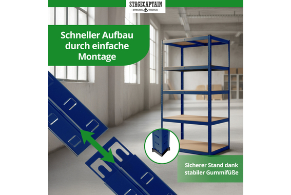 Stagecaptain Heavyrack Scaffale con Ripiani in Legno Blu, max. 875 kg image 6