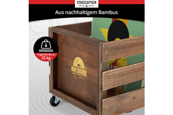 Stagecaptain SPKB-100 BN Schallplattenkiste "Emil" aus Bambus Braun  - Retoure (Zustand: sehr gut) image 6
