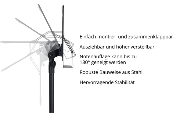 Pronomic OS-01P Leggio Orchestrale in Lamiera Forata con Set di Fermapagine e Scatola Portaoggetti Inclusa image 6