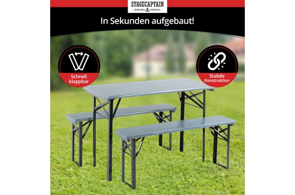 Stagecaptain Hirschgarten Bierzeltgarnituur voor Balkon 117 cm Grijs 5x Set image 6