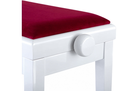 Classic Cantabile Banquette De Piano Modèle A Blanc Laqué Velours Rouge image 6