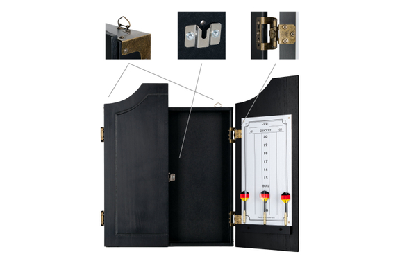 Stagecaptain DBC-1775 BK BullsEye Dartboard in Pub Dart Cabinet Set image 6