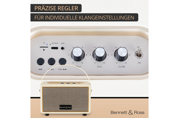 Bennett & Ross BB-820CW Blackmore Junior Enceinte Bluetooth Rechargeable Crème Blanche image 6