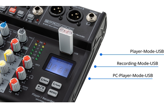Pronomic B-803 Mini Mixer with Bluetooth and USB Recording image 6