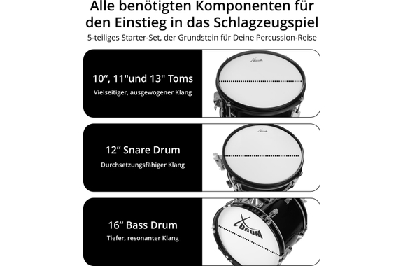 XDrum Junior Pro Kinder Schlagzeug Black Sparkle inkl. Schule image 6