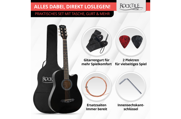 Rocktile WSD-5C-BK Slim Line Westerngitarren Set Black image 6