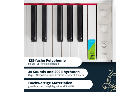Classic Cantabile DP-230 WM E-Piano Wit mat Set image 6