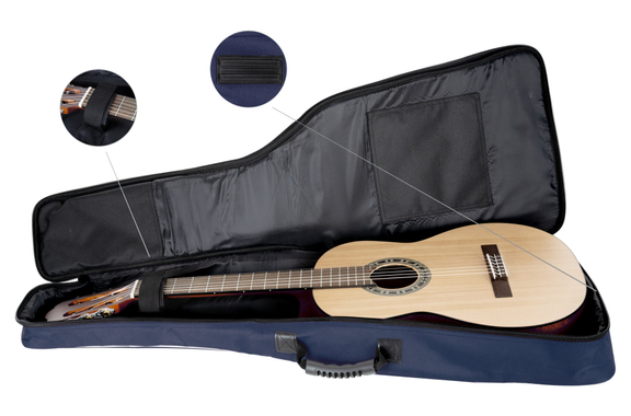 Rocktile Klassik-Gitarrentasche - gepolstert mit Rucksackgarnitur Blau image 6