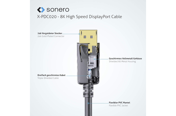 Câble DisplayPort Sonero 8K High Speed 2m image 6