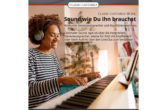 Classic Cantabile SP-316 Stagepiano Standaardset Wit image 6