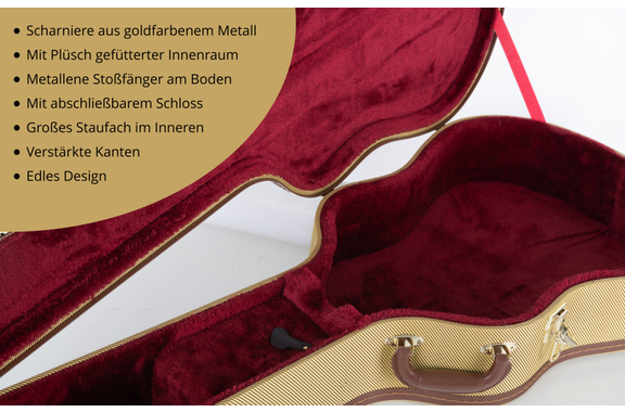 Classic Cantabile WS-10BK-LH Westerngitarre schwarz Linkshänder-Modell Hardcase Set image 6
