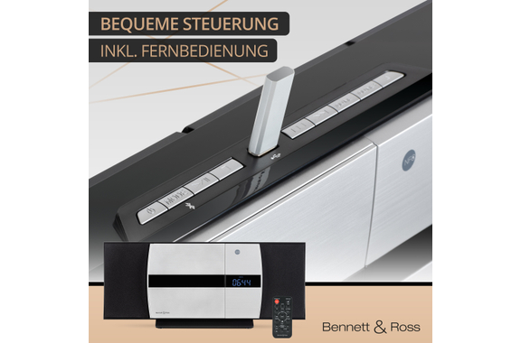Bennett & Ross Ålesund Vertical Stereo System with CD/MP3 Player, USB and Bluetooth Silver image 6