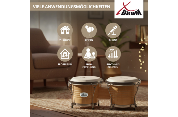 Set XDrum Bongos Pro Natur incl. Bolsa para Bongos image 6