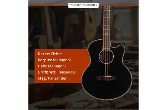 Classic Cantabile ABJ4-50CE-BK Jumbo Basse Acoustique Noir image 6
