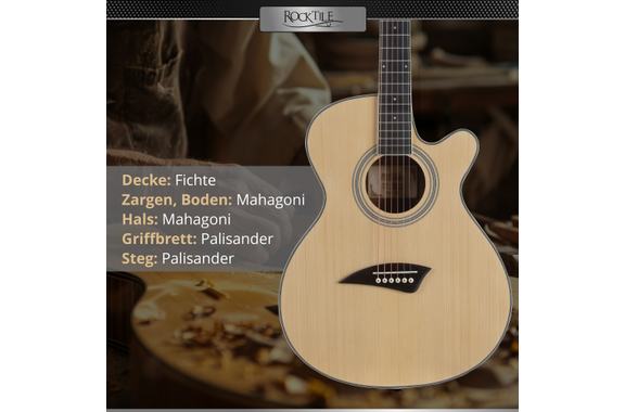 Rocktile WSC-50C-NT Slim Line Chitarra Western Natural image 6