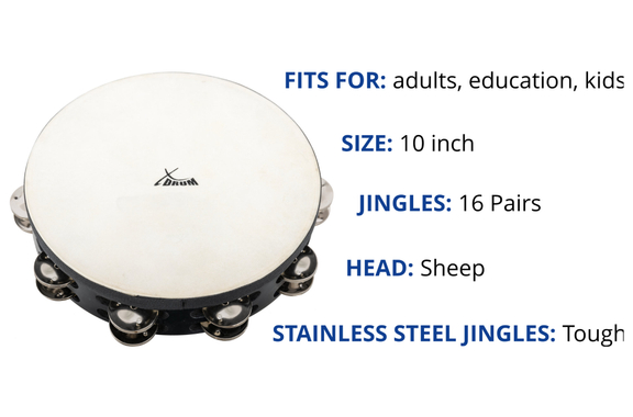 XDrum TMF10-BK Tamburello 10" con Pelle image 6
